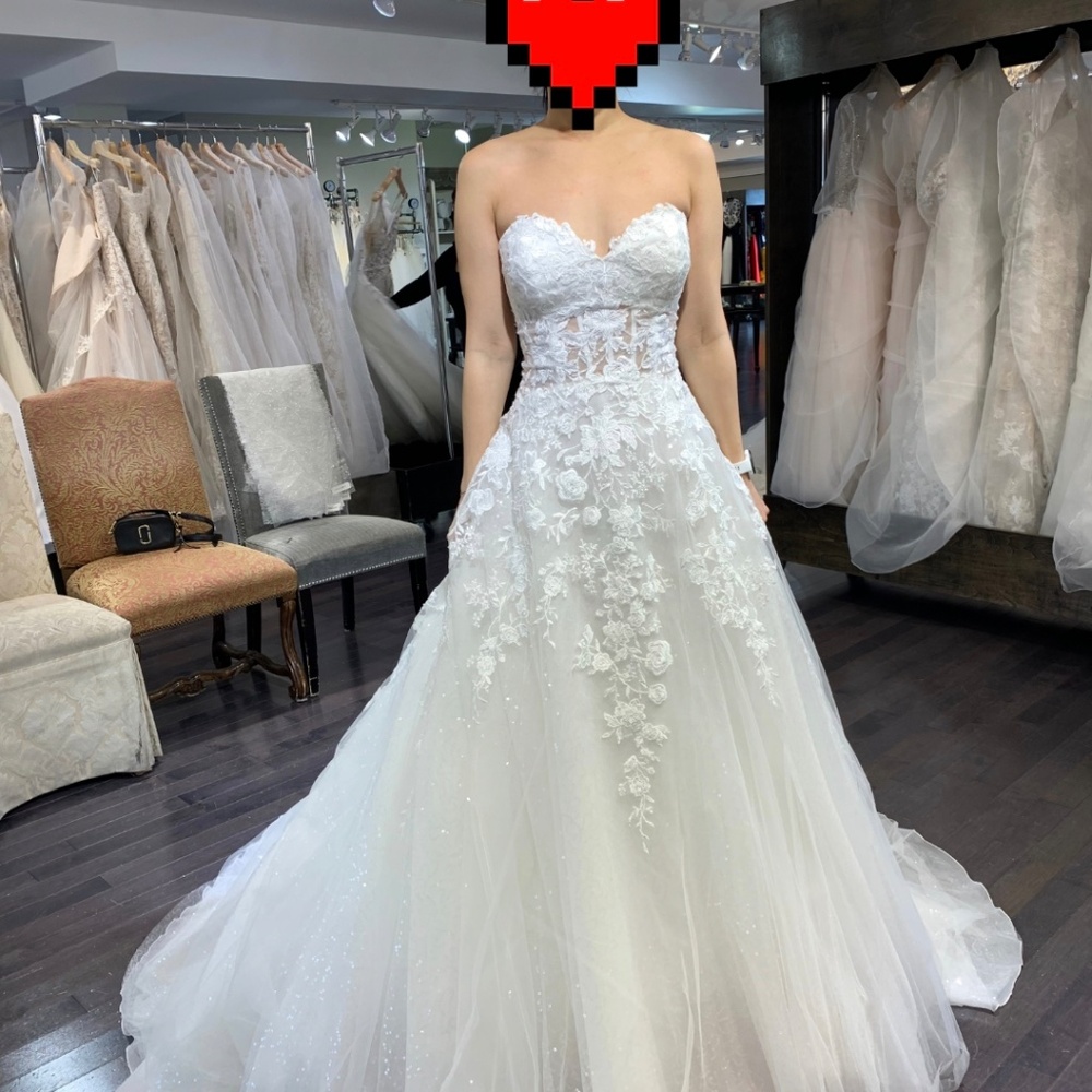 Randy Fenoli Strapless Lace A-Line Wedding Dress